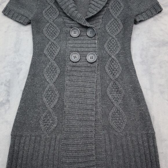 Decree Sweater Womens S Gray Cardigan Short Sleeve Button Cable Knit Acrylic - Picture 10 of 15